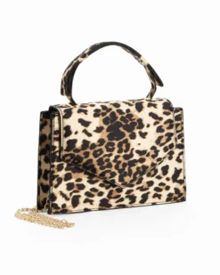 NARDINI - Minibag leopardata in raso con patta, catenina removibile