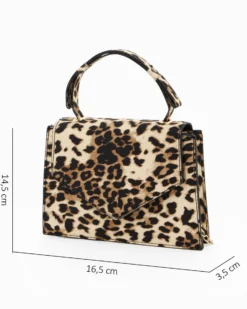 NARDINI - Minibag leopardata in raso con patta, catenina removibile