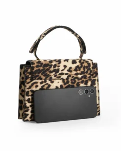 NARDINI - Minibag leopardata in raso con patta, catenina removibile