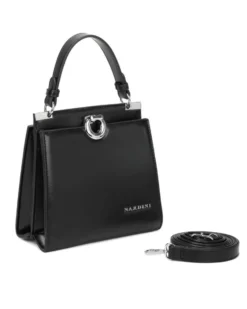 NARDINI - Minibag nera con due scomparti principali, tracolla removibile