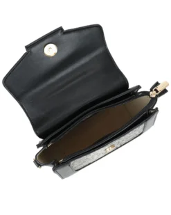 NARDINI - Minibag taupe con patta e parte frontale pitonata, tracolla removibile