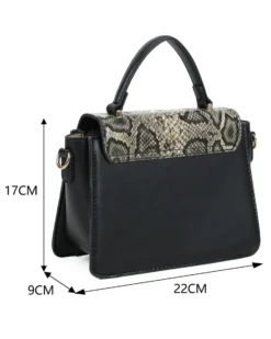 NARDINI - Minibag taupe con patta e parte frontale pitonata, tracolla removibile