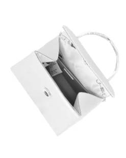 NARDINI - Pochette argento in lurex con manico rigido con strass e tracollina removibile