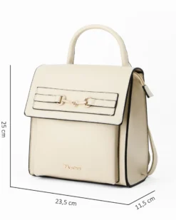 NARDINI - Zaino beige con tasca frontale e morsetto sulla patta