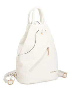 NARDINI - Zaino beige due manici con tasca frontale e spalline regolabili con zip
