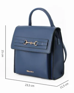 NARDINI - Zaino blu con tasca frontale e morsetto sulla patta