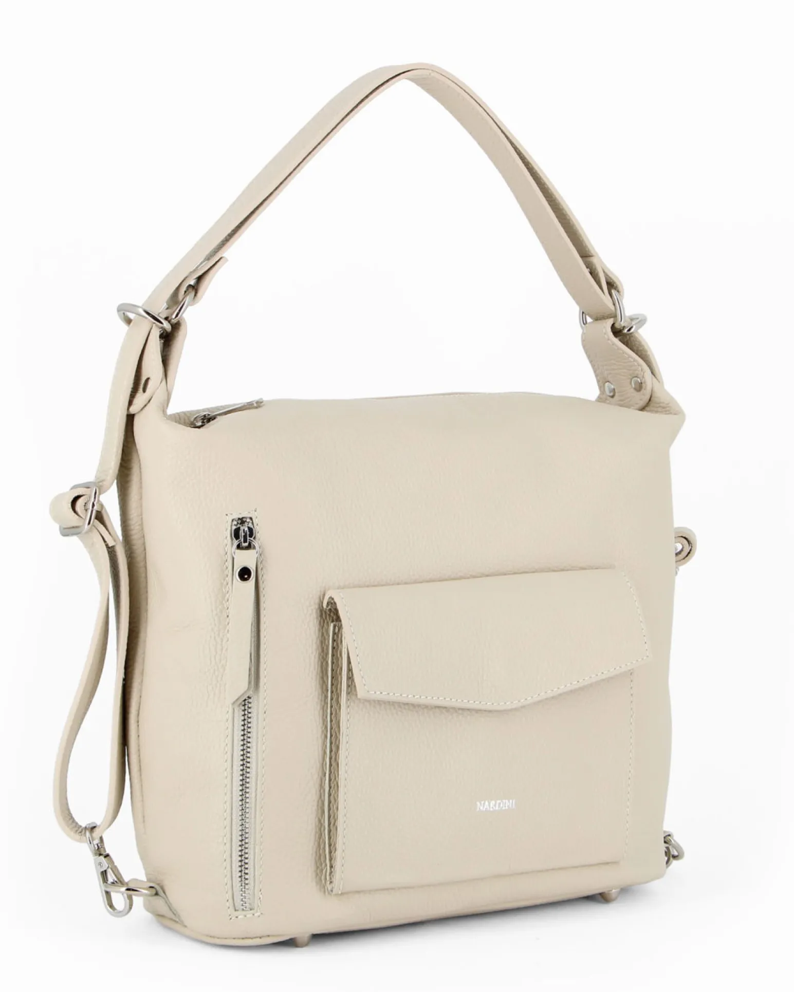 NARDINI - Zaino - borsa beige con tasche, VERA PELLE