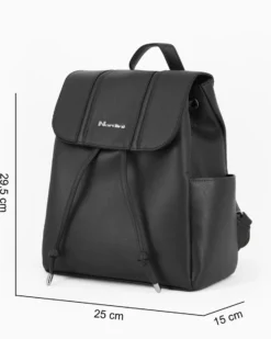 NARDINI - Zaino nero con due tasche laterali, patta e chiusura a coulisse