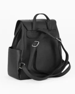 NARDINI - Zaino nero con due tasche laterali, patta e chiusura a coulisse