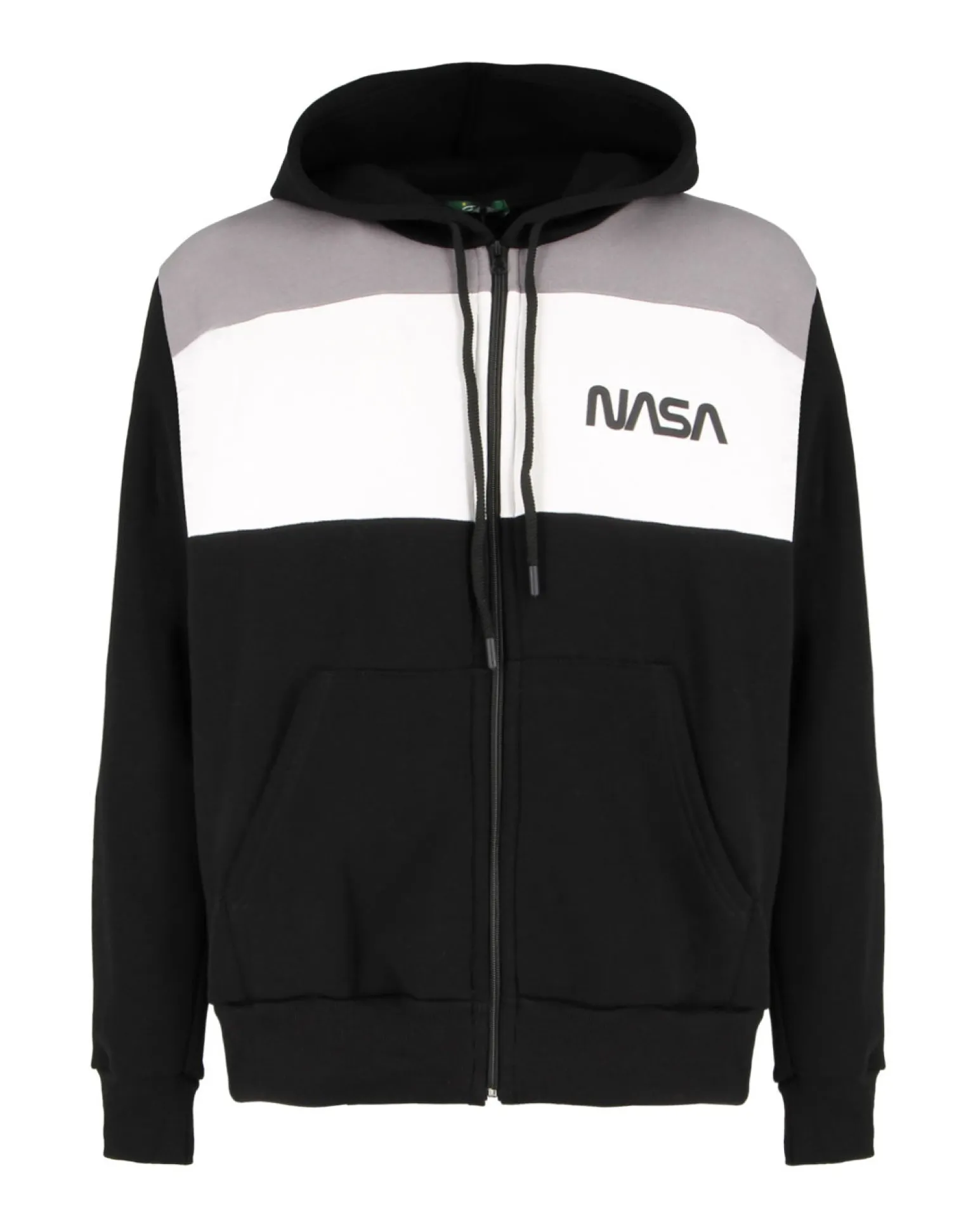 NASA - FELPA CON CAPPUCCIO E ZIP NERA/BIANCA/GRIGIA DA UOMO