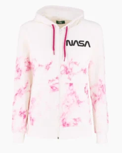NASA - Felpa panna con cappuccio e full zip da donna
