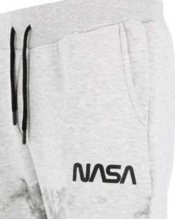 NASA - PANTALONE FELPA GRIGIO MELANGE DA UOMO CON POLSINO