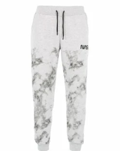 NASA - PANTALONE FELPA GRIGIO MELANGE DA UOMO CON POLSINO