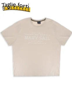 NAVY SAIL - Tshirt over beige da uomo con logo frontale - NYUOV25374