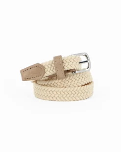 NAZARENO GABRIELLI - Cinta beige da donna, intrecciata ed elasticizzata