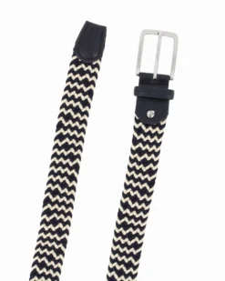 NAZARENO GABRIELLI - Cinta bianca/blu intrecciata ed elasticizzata da uomo