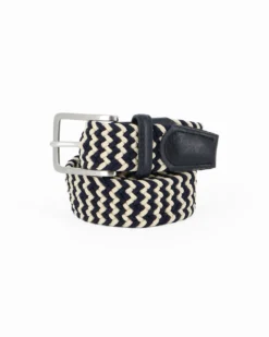 NAZARENO GABRIELLI - Cinta bianca/blu intrecciata ed elasticizzata da uomo