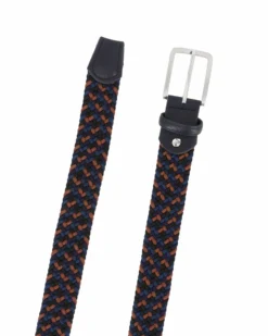NAZARENO GABRIELLI - Cinta blu/nera/marrone intrecciata ed elasticizzata da uomo