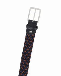 NAZARENO GABRIELLI - Cinta blu/nera/marrone intrecciata ed elasticizzata da uomo