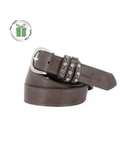 NAZARENO GABRIELLI - Cinta grigia da donna con passanti con borchie e strass