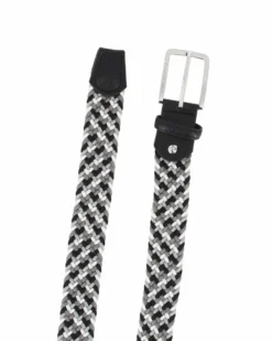 NAZARENO GABRIELLI - Cinta nera/grigia/bianca intrecciata ed elasticizzata da uomo