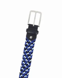 NAZARENO GABRIELLI - Cinta nera/blu intrecciata ed elasticizzata da uomo