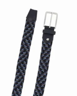NAZARENO GABRIELLI - Cinta nera/avio/grigia intrecciata ed elasticizzata da uomo
