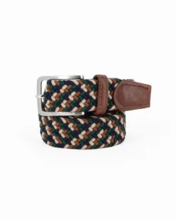 NAZARENO GABRIELLI - Cinta verde/blu/marrone intrecciata ed elasticizzata da uomo