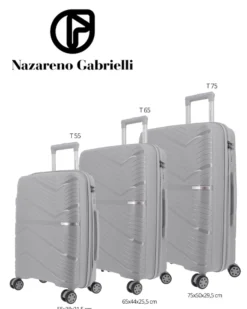 NAZARENO GABRIELLI - TROLLEY ARGENTO IN ABS 4 RUOTE