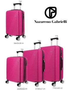 NAZARENO GABRIELLI - TROLLEY FUXIA IN ABS 4 RUOTE
