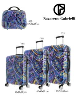 NAZARENO GABRIELLI - TROLLEY IN ABS 4 RUOTE STAMPE GEOMETRICHE