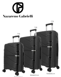 NAZARENO GABRIELLI - TROLLEY NERO IN ABS 4 RUOTE