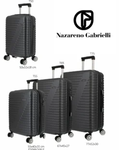 NAZARENO GABRIELLI - TROLLEY NERO IN ABS 4 RUOTE