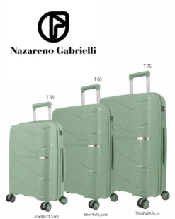 NAZARENO GABRIELLI - TROLLEY VERDE SALVIA IN ABS 4 RUOTE