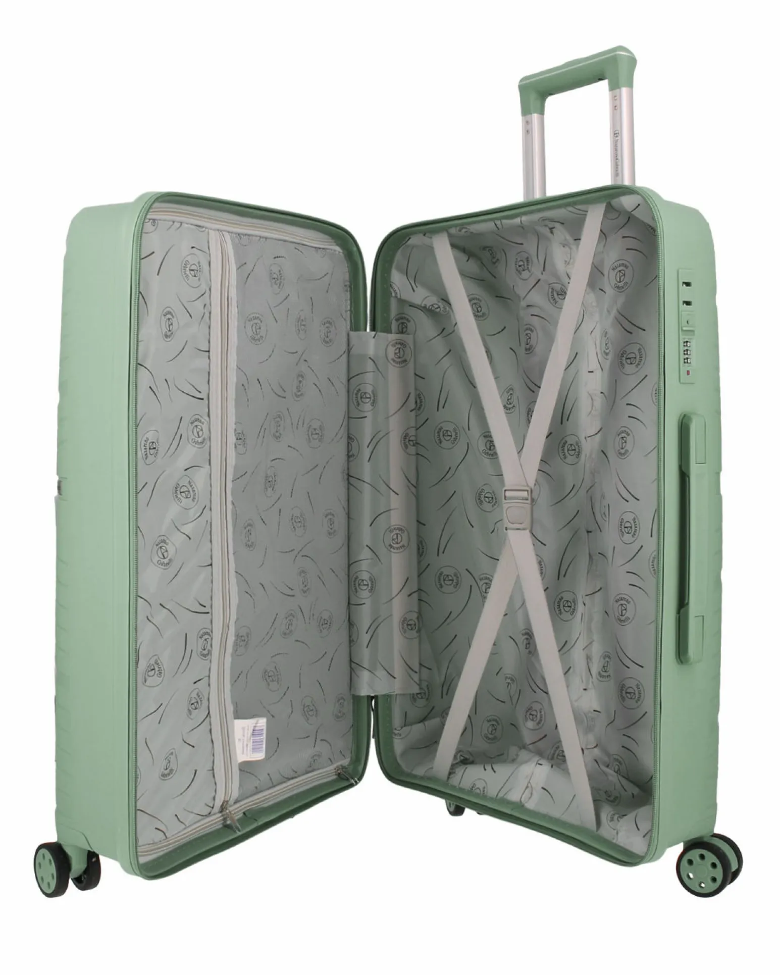 NAZARENO GABRIELLI - TROLLEY VERDE SALVIA IN ABS 4 RUOTE