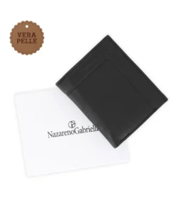 NAZZARENO GABRIELLI - Portafoglio nero da uomo in VERA PELLE