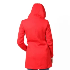 NEON & NYLON by Only - CAPPOTTO DONNA CON CAPPUCCIO ROSSO