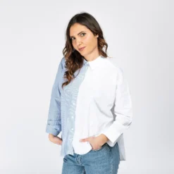 NEON &NYLON - CAMICIA DONNA MANICA LUNGA SVASATA A RICHE