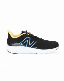 NEW BALANCE - SCARPA DA RUNNING NERA CON DETTAGLI GIALLI E CELESTI DA UOMO, M411RM3