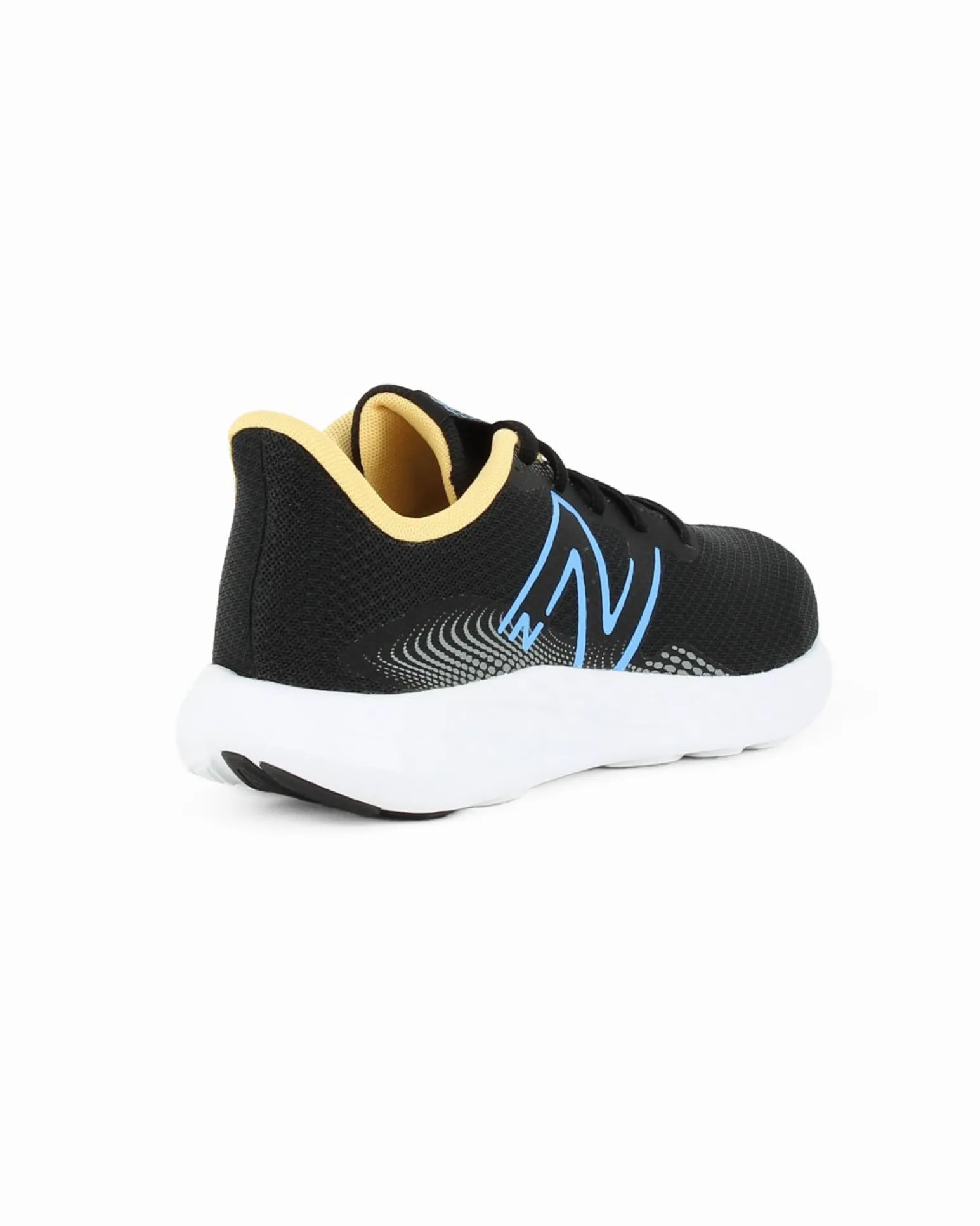 NEW BALANCE - SCARPA DA RUNNING NERA CON DETTAGLI GIALLI E CELESTI DA UOMO, M411RM3