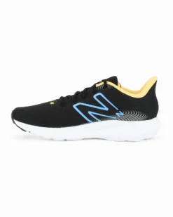 NEW BALANCE - SCARPA DA RUNNING NERA CON DETTAGLI GIALLI E CELESTI DA UOMO, M411RM3