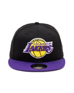 NEW ERA - Cappello a visiera piatta nero con logo Lakers - 9 FIFTY