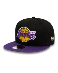 NEW ERA - Cappello a visiera piatta nero con logo Lakers - 9 FIFTY