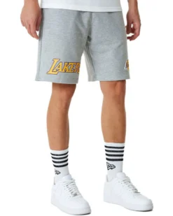 NEW ERA - Pantalone corto da uomo grigio con logo Lakers