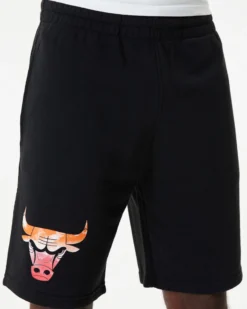 NEW ERA - Pantaloni corti neri con logo Chicago Bulls