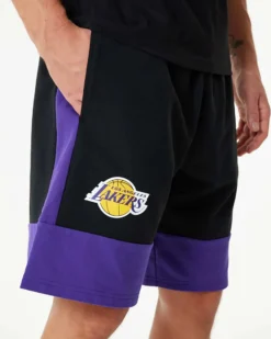 NEW ERA - Pantaloni corti neri e viola con logo Lakers