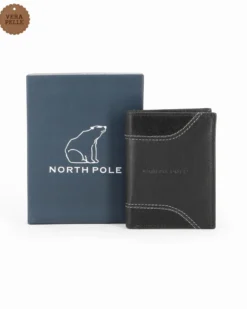 NORTH POLE - Portafoglio nero da uomo in VERA PELLE