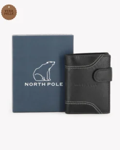 NORTH POLE - Portafoglio nero da uomo in VERA PELLE