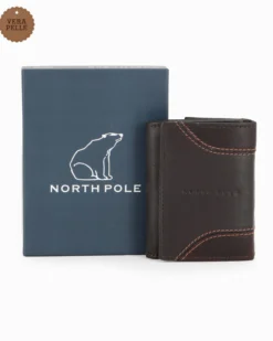 NORTH POLE - Portafoglio testa moro da uomo in VERA PELLE