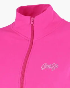 ONLY -  FELPA FULL ZIP FUXIA   CON LOGO STRASS DA DONNA, 10107